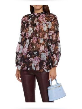 OPT Charm Tiered Floral Blouse revolve Alexis zimmerman Sheer Ruffle High-Neck